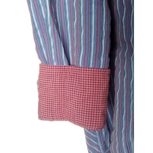 Bugatchi Uomo Blue, Gray And Red Stripped Button Up Shirt Size XL. - Picture 3 of 6